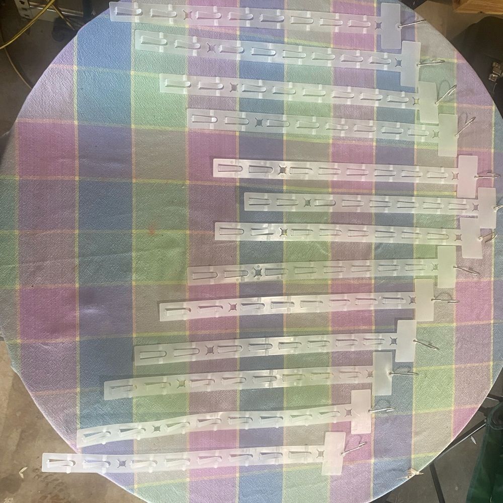 Lot Of 13 Merchandise Display Clip Strips. Single Sided. 8 Hanging Tabs. New.